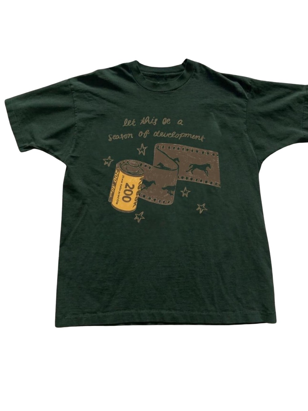 Gildan Dark Green Graphic T-Shirt with Film Reel Print